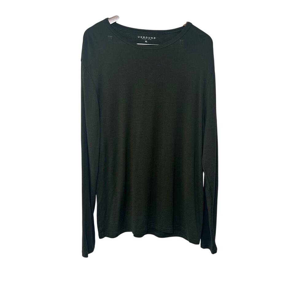 Unbound merino men's crew neck dark green long sleeve 100% wool t-shirt XL